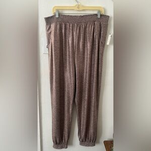 Cozy Knit Elastic Waist Jogger Pants - Brown Heather